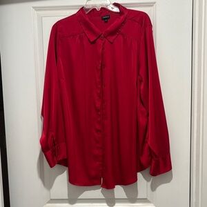 Torrid Vibrant Red Button-Down Blouse